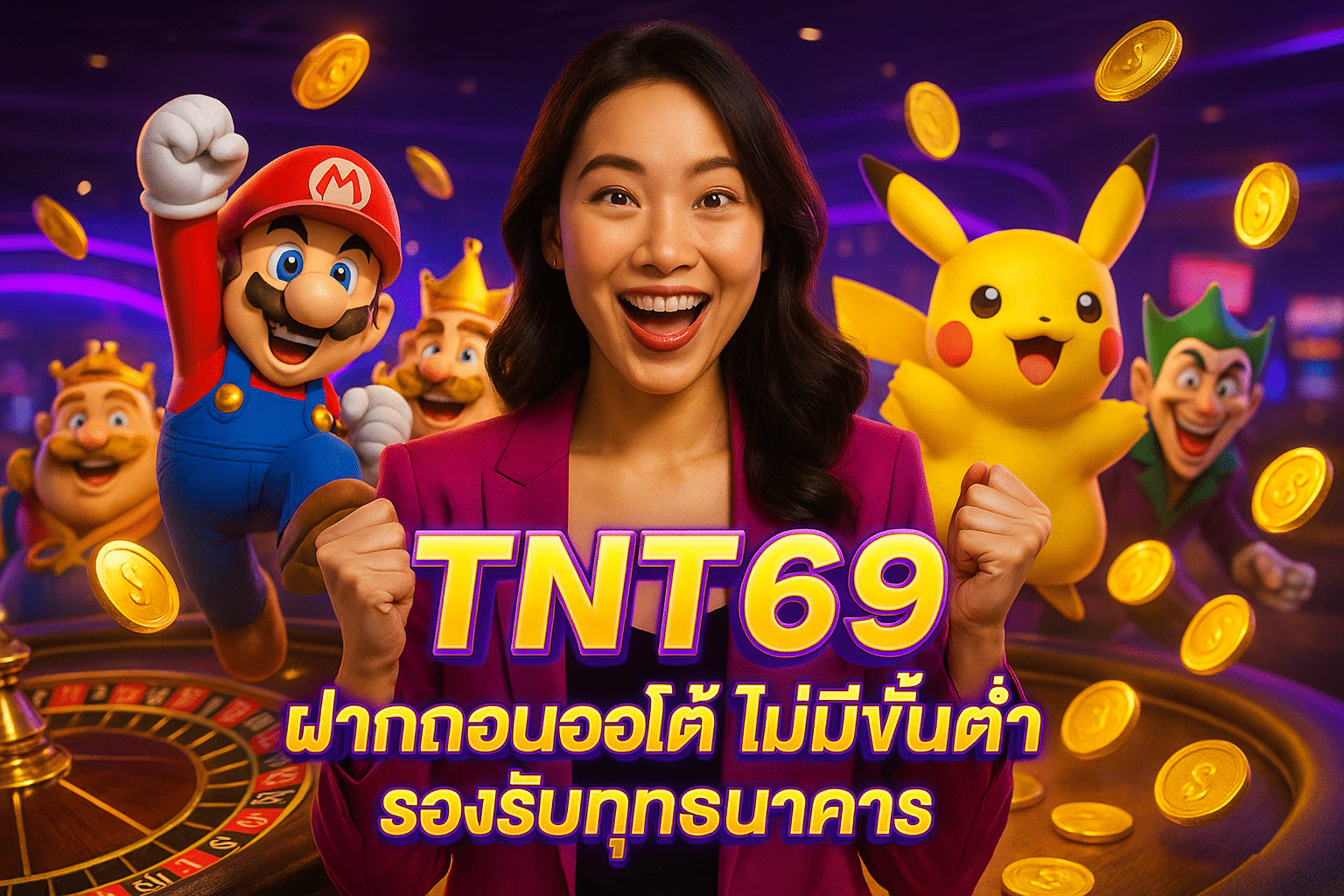 TNT69 ฝากถอนออโต้ ไม่มีขั้นต่ำ รองรับทุกธนาคาร