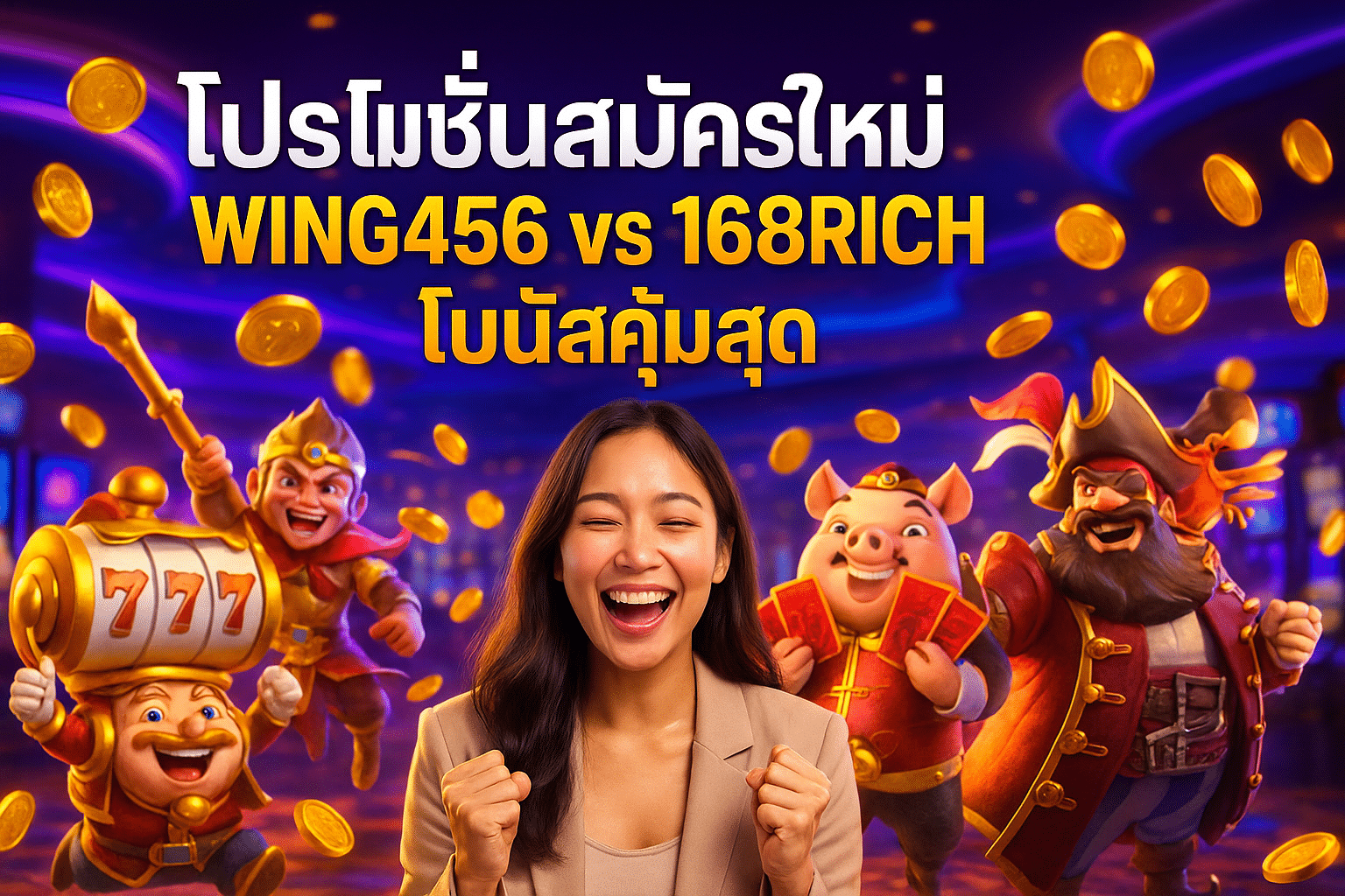โปรโมชั่นสมัครใหม่ WING456 vs 168RICH โบนัสคุ้มสุด